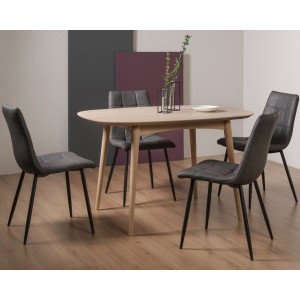 Bentley Designs Dansk Scandi Oak 4 Seater Dining Table With 4 Mondrian Dark Grey Faux Leather Chairs Bentley Designs Dansk Scandi Oak 4 Seater Dining Table With 4 Mondrian Dark Grey Faux Leather Chairs