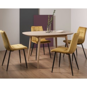 Bentley Designs Dansk Scandi Oak 4 Seater Dining Table With 4 Mondrian Mustard Velvet Fabric Chairs Bentley Designs Dansk Scandi Oak 4 Seater Dining Table With 4 Mondrian Mustard Velvet Fabric Chairs