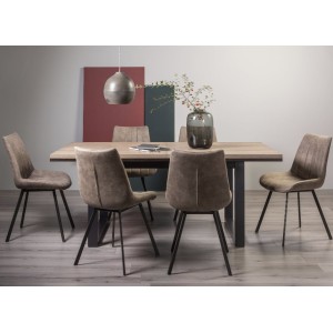 Bentley Designs Tivoli Weathered Oak 6-8 Seater Dining Table With 6 Fontana Tan Faux Suede Fabric Chairs Bentley Designs Tivoli Weathered Oak 6-8 Seater Dining Table With 6 Fontana Tan Faux Suede Fabric Chairs