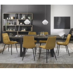 Bentley Designs Tivoli Weathered Oak 6 to 8 Seater Dining Table With 6 Mondrian Mustard Velvet Chairs Bentley Designs Tivoli Weathered Oak 6 to 8 Seater Dining Table With 6 Mondrian Mustard Velvet Chairs