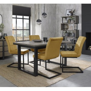 Bentley Designs Tivoli Weathered Oak 4-6 Seater Dining Table With 4 Lewis Mustard Velvet Cantilever Chairs Bentley Designs Tivoli Weathered Oak 4-6 Seater Dining Table With 4 Lewis Mustard Velvet Cantilever Chairs