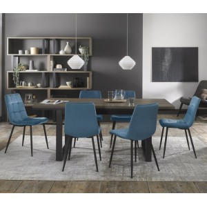 Bentley Designs Tivoli Weathered Oak 6 to 8 Seater Dining Table With 6 Mondrian Petrol Blue Velvet Chairs Bentley Designs Tivoli Weathered Oak 6 to 8 Seater Dining Table With 6 Mondrian Petrol Blue Velvet Chairs