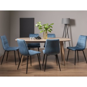 Bentley Designs Dansk Scandi Oak 6 Seater Dining Table With 6 Mondrian Petrol Blue Velvet Fabric Chairs Bentley Designs Dansk Scandi Oak 6 Seater Dining Table With 6 Mondrian Petrol Blue Velvet Fabric Chairs
