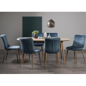Bentley Designs Dansk Scandi Oak 6-8 Seater Dining Table With 6 Eriksen Petrol Blue Velvet Fabric Chairs Bentley Designs Dansk Scandi Oak 6-8 Seater Dining Table With 6 Eriksen Petrol Blue Velvet Fabric Chairs