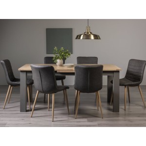 Bentley Designs Oakham Scandi Oak 6-8 Seater Rectangular Dining Table With 6 Eriksen Dark Grey Faux Leather Chairs Bentley Designs Oakham Scandi Oak 6-8 Seater Rectangular Dining Table With 6 Eriksen Dark Grey Faux Leather Chairs