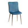Bentley Designs Dansk Scandi Oak 6-8 Seater Dining Table With 6 Eriksen Petrol Blue Velvet Fabric Chairs