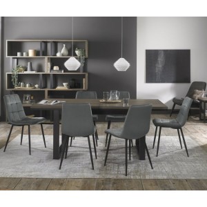 Bentley Designs Tivoli Weathered Oak 6-8 Seater Dining Table With 6 Mondrian Grey Velvet Chairs Bentley Designs Tivoli Weathered Oak 6-8 Seater Dining Table With 6 Mondrian Grey Velvet Chairs