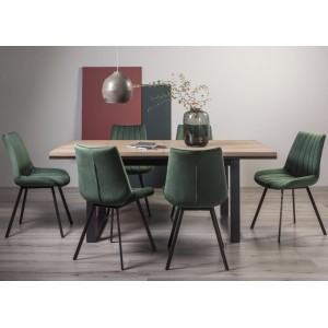 Bentley Designs Tivoli Weathered Oak 6-8 Seater Dining Table With 6 Fontana Green Velvet Fabric Chairs Bentley Designs Tivoli Weathered Oak 6-8 Seater Dining Table With 6 Fontana Green Velvet Fabric Chairs