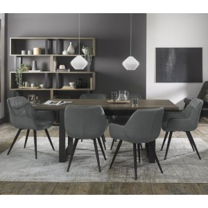 Bentley Designs Tivoli Weathered Oak 6-8 Seater Dining Table With 6 Dali Grey Velvet Fabric Chairs Bentley Designs Tivoli Weathered Oak 6-8 Seater Dining Table With 6 Dali Grey Velvet Fabric Chairs