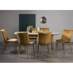 Bentley Designs Dansk Scandi Oak 6-8 Seater Dining Table With 6 Eriksen Mustard Velvet Fabric Chairs Bentley Designs Dansk Scandi Oak 6-8 Seater Dining Table With 6 Eriksen Mustard Velvet Fabric Chairs