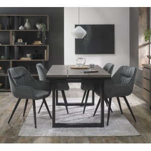 Bentley Designs Tivoli Weathered Oak 4-6 Seater Dining Table With 4 Dali Grey Velvet Fabric Chairs Bentley Designs Tivoli Weathered Oak 4-6 Seater Dining Table With 4 Dali Grey Velvet Fabric Chairs