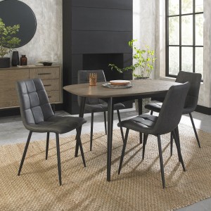 Bentley Designs Vintage Weathered Oak 4 Seater Dining Table with 4 Mondrian Dark Grey Faux Leather Chairs Bentley Designs Vintage Weathered Oak 4 Seater Dining Table with 4 Mondrian Dark Grey Faux Leather Chairs