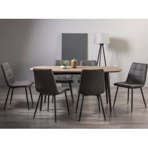 Bentley Designs Vintage Weathered Oak 6 Seater Dining Table with 6 Mondrian Dark Grey Faux Leather Chairs Bentley Designs Vintage Weathered Oak 6 Seater Dining Table with 6 Mondrian Dark Grey Faux Leather Chairs