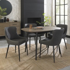 Bentley Designs Vintage Weathered Oak 4 Seater Dining Table with 4 Cezanne Dark Grey Faux Leather Chairs Bentley Designs Vintage Weathered Oak 4 Seater Dining Table with 4 Cezanne Dark Grey Faux Leather Chairs