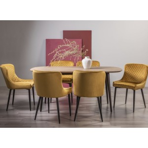 Bentley Designs Vintage Weathered Oak 6 Seater Dining Table with 6 Cezanne Mustard Velvet Fabric Chairs Bentley Designs Vintage Weathered Oak 6 Seater Dining Table with 6 Cezanne Mustard Velvet Fabric Chairs