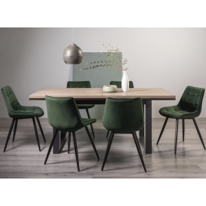 Bentley Designs Tivoli Weathered Oak 6-8 Seater Dining Table With 6 Seurat Green Velvet Fabric Chairs Bentley Designs Tivoli Weathered Oak 6-8 Seater Dining Table With 6 Seurat Green Velvet Fabric Chairs