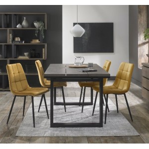 Bentley Designs Tivoli Weathered Oak 4-6 Seater Dining Table With 4 Mondrian Mustard Velvet Fabric Chairs Bentley Designs Tivoli Weathered Oak 4-6 Seater Dining Table With 4 Mondrian Mustard Velvet Fabric Chairs