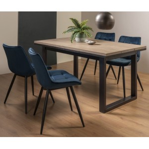 Bentley Designs Tivoli Weathered Oak 4-6 Seater Dining Table With 4 Seurat Blue Velvet Fabric Chairs Bentley Designs Tivoli Weathered Oak 4-6 Seater Dining Table With 4 Seurat Blue Velvet Fabric Chairs