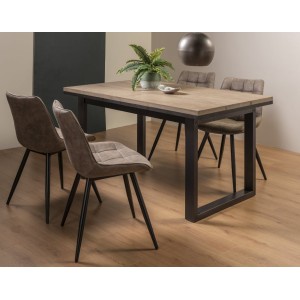 Bentley Designs Tivoli Weathered Oak 4-6 Seater Dining Table With 4 Seurat Tan Faux Suede Fabric Chairs Bentley Designs Tivoli Weathered Oak 4-6 Seater Dining Table With 4 Seurat Tan Faux Suede Fabric Chairs