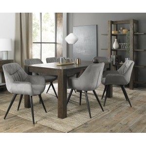 Bentley Designs Turin Dark Oak 6 to 8 Seater Dining Table With 6 Dali Grey Velvet Fabric Chairs Bentley Designs Turin Dark Oak 6 to 8 Seater Dining Table With 6 Dali Grey Velvet Fabric Chairs