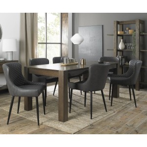 Bentley Designs Turin Dark Oak 6 to 10 Seater Rectangular Dining Table With 8 Cezanne Dark Grey Faux Leather Chairs Bentley Designs Turin Dark Oak 6 to 10 Seater Rectangular Dining Table With 8 Cezanne Dark Grey Faux Leather Chairs