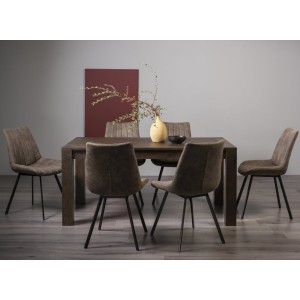 Bentley Designs Turin Dark Oak 6 to 8 Seater Dining Table With 6 Fontana Tan Faux Suede Fabric Chairs Bentley Designs Turin Dark Oak 6 to 8 Seater Dining Table With 6 Fontana Tan Faux Suede Fabric Chairs