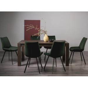 Bentley Designs Turin Dark Oak 6 to 8 Seater Dining Table With 6 Fontana Green Velvet Fabric Chairs Bentley Designs Turin Dark Oak 6 to 8 Seater Dining Table With 6 Fontana Green Velvet Fabric Chairs