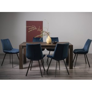 Bentley Designs Turin Dark Oak 6 to 8 Seater Dining Table With 6 Fontana Blue Velvet Fabric Chairs Bentley Designs Turin Dark Oak 6 to 8 Seater Dining Table With 6 Fontana Blue Velvet Fabric Chairs