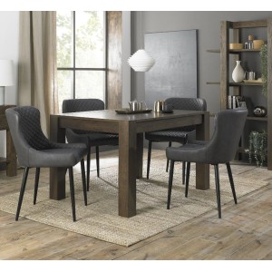 Bentley Designs Turin Dark Oak 4-6 Seater Dining Table With 4 Cezanne Dark Grey Faux Leather Chairs Bentley Designs Turin Dark Oak 4-6 Seater Dining Table With 4 Cezanne Dark Grey Faux Leather Chairs