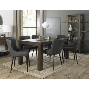 Bentley Designs Turin Dark Oak 6-8 Seater Dining Table With 6 Cezanne Dark Grey Faux Leather Chairs Bentley Designs Turin Dark Oak 6-8 Seater Dining Table With 6 Cezanne Dark Grey Faux Leather Chairs