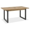 Bentley Designs Indus Rustic Oak 4-6 Seater Dining Table with 4 Dali Petrol Blue Velvet Fabric Chairs