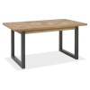 Bentley Designs Indus Rustic Oak 4-6 Seater Dining Table with 4 Fontana Grey Velvet Fabric Chairs