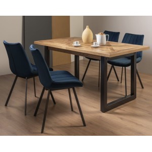 Bentley Designs Indus Rustic Oak 4-6 Seater Dining Table with 4 Fontana Blue Velvet Fabric Chairs Bentley Designs Indus Rustic Oak 4-6 Seater Dining Table with 4 Fontana Blue Velvet Fabric Chairs