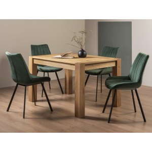 Bentley Designs Turin Light Oak 4-6 Seater Dining Table With 4 Fontana Green Velvet Fabric Chairs Bentley Designs Turin Light Oak 4-6 Seater Dining Table With 4 Fontana Green Velvet Fabric Chairs
