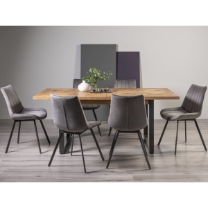 Bentley Designs Indus Rustic Oak 6-8 Seater Dining Table With 6 Fontana Grey Velvet Fabric Chairs Bentley Designs Indus Rustic Oak 6-8 Seater Dining Table With 6 Fontana Grey Velvet Fabric Chairs