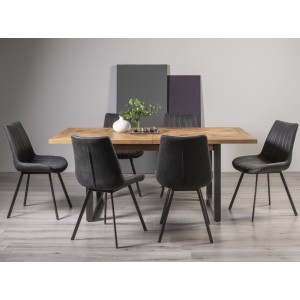 Bentley Designs Indus Rustic Oak 6-8 Seater Dining Table With 6 Fontana Dark Grey Faux Suede Fabric Chairs Bentley Designs Indus Rustic Oak 6-8 Seater Dining Table With 6 Fontana Dark Grey Faux Suede Fabric Chairs