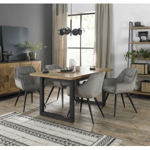 Bentley Designs Indus Rustic Oak 4-6 Seater Dining Table with 4 Dali Grey Velvet Fabric Chairs Bentley Designs Indus Rustic Oak 4-6 Seater Dining Table with 4 Dali Grey Velvet Fabric Chairs