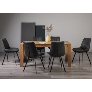 Bentley Designs Turin Light Oak 6-8 Seater Rectangular Dining Table With 6 Fontana Dark Grey Faux Suede Fabric Chairs Bentley Designs Turin Light Oak 6-8 Seater Rectangular Dining Table With 6 Fontana Dark Grey Faux Suede Fabric Chairs