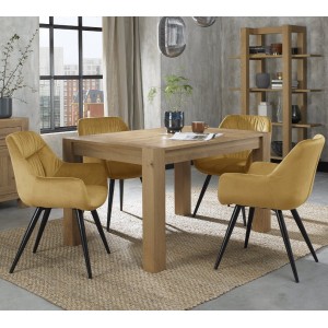Bentley Designs Turin Light Oak 4-6 Seater Dining Table With 4 Dali Mustard Velvet Fabric Chairs Bentley Designs Turin Light Oak 4-6 Seater Dining Table With 4 Dali Mustard Velvet Fabric Chairs