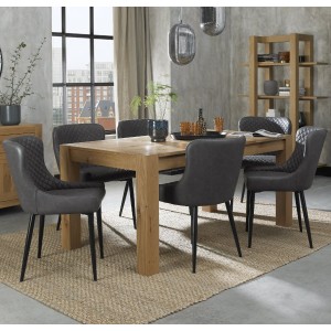Bentley Designs Turin Light Oak 6-8 Seater Rectangular Dining Table With 6 Cezanne Dark Grey Faux Leather Chairs Bentley Designs Turin Light Oak 6-8 Seater Rectangular Dining Table With 6 Cezanne Dark Grey Faux Leather Chairs