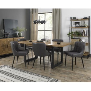 Bentley Designs Indus Rustic Oak 6-8 Seater Dining Table With 6 Cezanne Dark Grey Faux Leather Chairs Bentley Designs Indus Rustic Oak 6-8 Seater Dining Table With 6 Cezanne Dark Grey Faux Leather Chairs