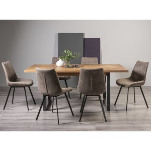 Bentley Designs Indus Rustic Oak 6-8 Seater Dining Table With 6 Fontana Tan Faux Suede Fabric Chairs Bentley Designs Indus Rustic Oak 6-8 Seater Dining Table With 6 Fontana Tan Faux Suede Fabric Chairs