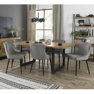 Bentley Designs Indus Rustic Oak 6-8 Seater Dining Table With 6 Cezanne Grey Velvet Fabric Chairs Bentley Designs Indus Rustic Oak 6-8 Seater Dining Table With 6 Cezanne Grey Velvet Fabric Chairs