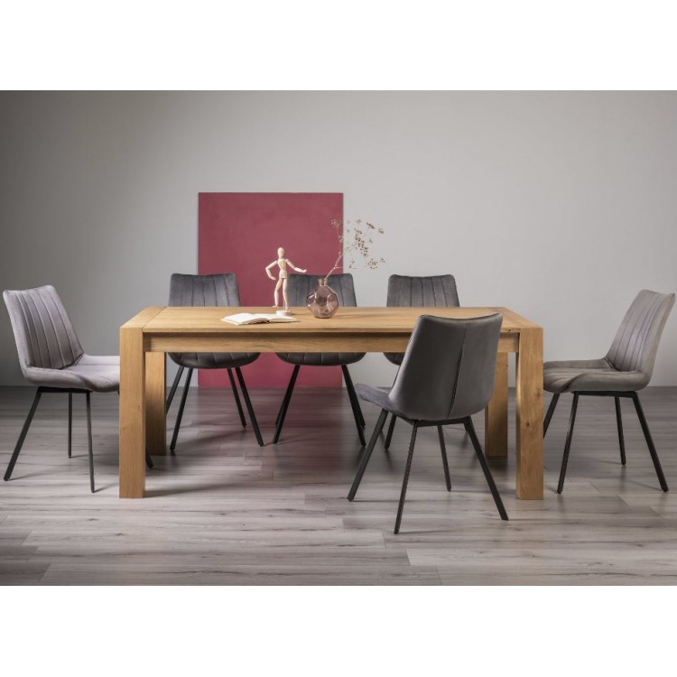 Bentley Designs Turin Light Oak 6-10 Seater Dining Table With 8 Fontana Grey Velvet Fabric Chairs