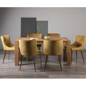 Bentley Designs Turin Light Oak 6 Seater Dining Table With 6 Cezanne Mustard Velvet Gold Plated Legs Chairs Bentley Designs Turin Light Oak 6 Seater Dining Table With 6 Cezanne Mustard Velvet Gold Plated Legs Chairs