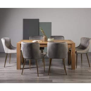Bentley Designs Turin Light Oak 6 Seater Dining Table With 6 Cezanne Grey Velvet Gold Plated Legs Chairs Bentley Designs Turin Light Oak 6 Seater Dining Table With 6 Cezanne Grey Velvet Gold Plated Legs Chairs
