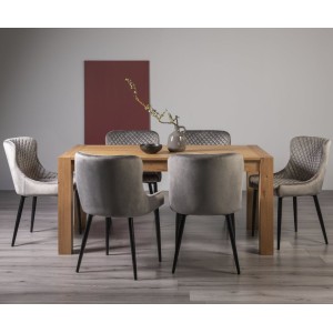 Bentley Designs Turin Light Oak 6 Seater Dining Table With 6 Cezanne Grey Velvet Fabric Chairs Bentley Designs Turin Light Oak 6 Seater Dining Table With 6 Cezanne Grey Velvet Fabric Chairs