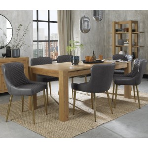 Bentley Designs Turin Light Oak 6-10 Seater Dining Table With 8 Cezanne Dark Grey Faux Matt Gold Plated Legs Chairs Bentley Designs Turin Light Oak 6-10 Seater Dining Table With 8 Cezanne Dark Grey Faux Matt Gold Plated Legs Chairs