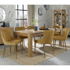 Bentley Designs Turin Light Oak 6-10 Seater Dining Table With 8 Cezanne Mustard Velvet Matt Gold Plated Legs Chairs Bentley Designs Turin Light Oak 6-10 Seater Dining Table With 8 Cezanne Mustard Velvet Matt Gold Plated Legs Chairs