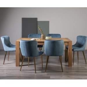 Bentley Designs Turin Light Oak 6 Seater Dining Table With 6 Cezanne Petrol Blue Velvet Gold Plated Legs Chairs Bentley Designs Turin Light Oak 6 Seater Dining Table With 6 Cezanne Petrol Blue Velvet Gold Plated Legs Chairs